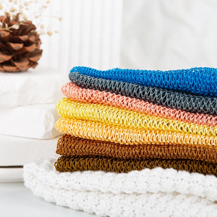GLOWAY MOQ10Pcs Fashion Colors Long Strip Design Flexible Nylon Shower African Scrub Net Exfoliating African Net Bath Sponge