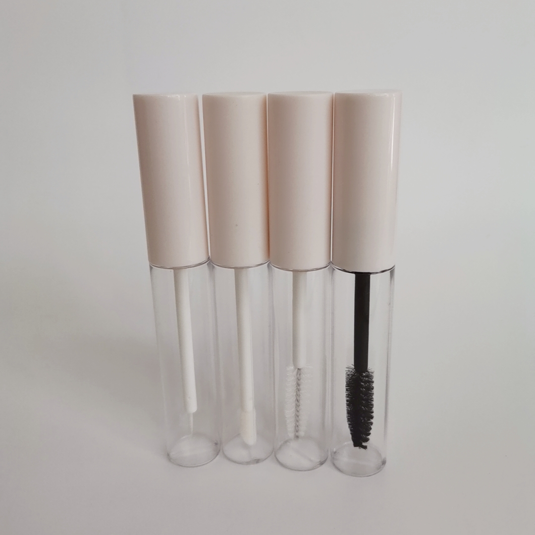 shiny white mascara tubes cylinder matte white mascara container tube with wands lipgloss tube
