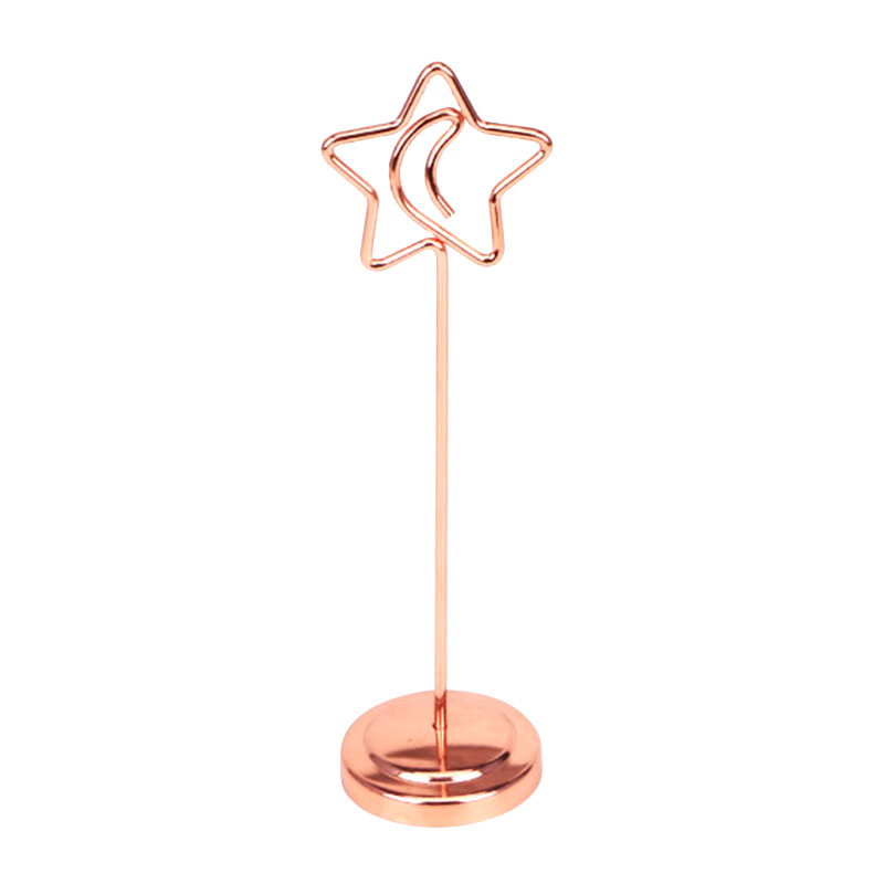 China Professional Manufacture Metal Desk Decoration Name Card Holders Creative Shape Note Clip Wedding Message Gift Clip