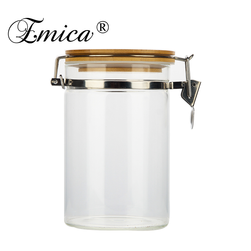 Airtight Borosilicate Glass Canister Food Storage Jar Storage Container With Steel Clip