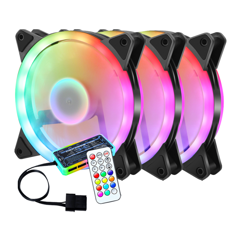 Двойное кольцо Разноцветный свет Wd-3Pack компьютер Cpu 60 мм 3000 об/мин Fani Белый для ПК Rgb охлаждающий вентилятор