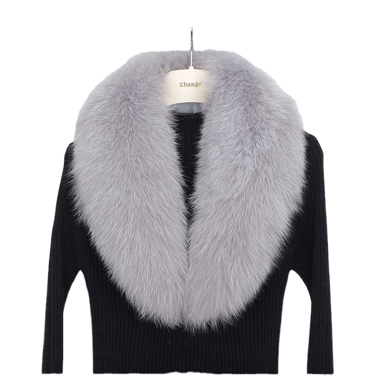 Real Fox Fur Collar Winter Woman Natural Fluffy Fur Collar Shawl Raccoon Collar Fur Scarf Women Luxury