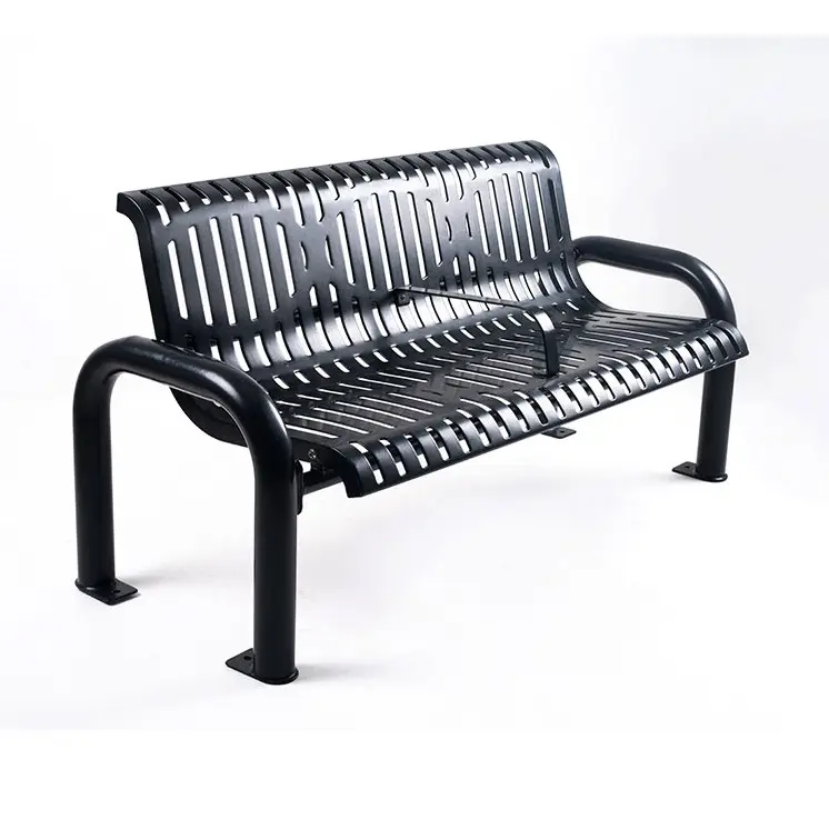 design outside urban street black 2 3 seater outdoor patio modern long metal steel garden public seating bench for parks
