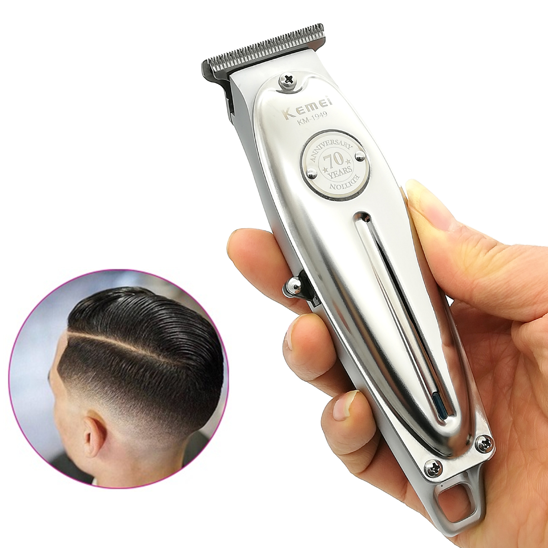 Shockproof Travel Home Use Kemei 1949 Hair Clipper Haircut Machine Cordless Carbon Steel Beard Hair Trimmer