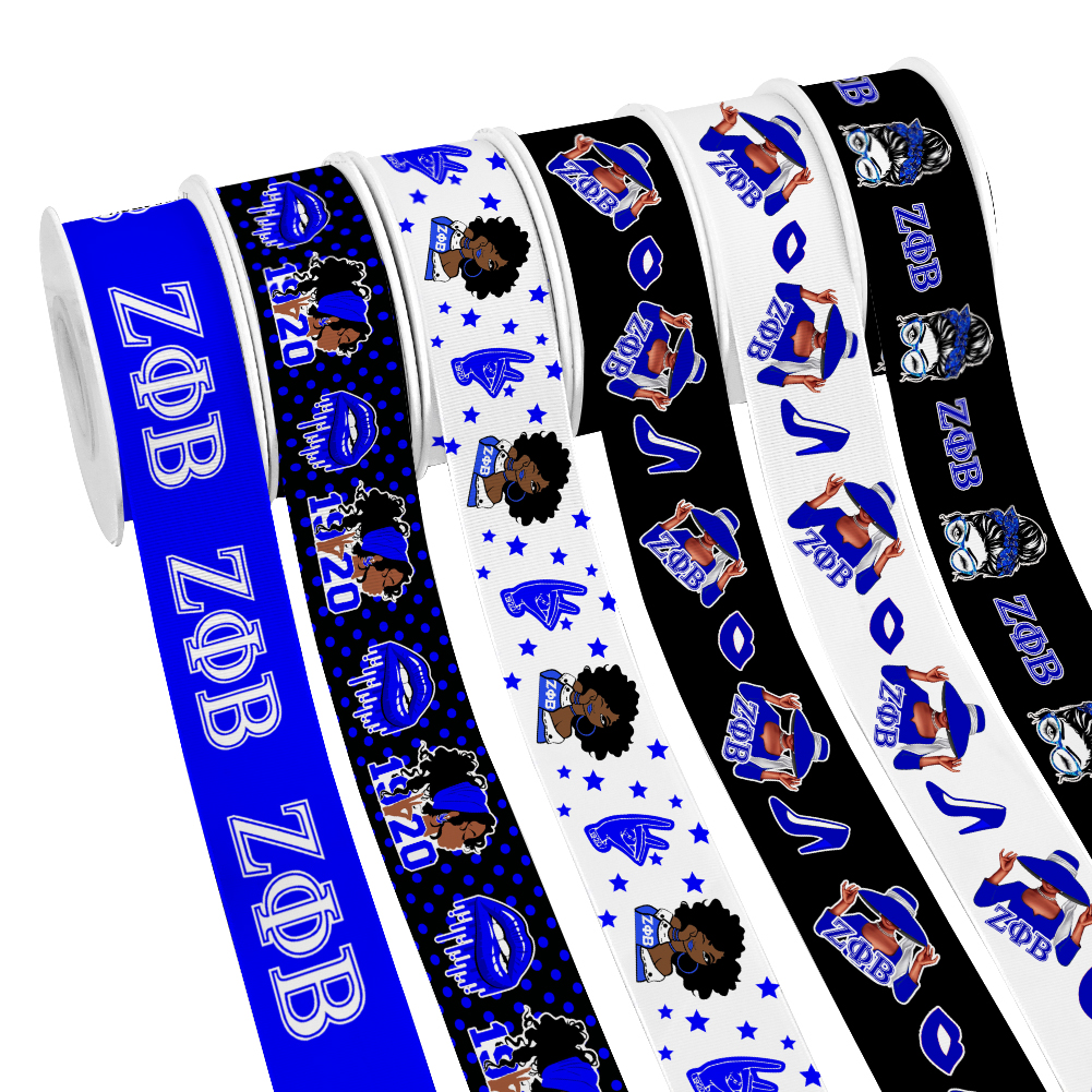 25 мм 38 мм ширина Zeta Phi Beta Sorority ZFB девочка с принтом корсажная лента для бантов для волос DIY ремесла аксессуары ручной работы