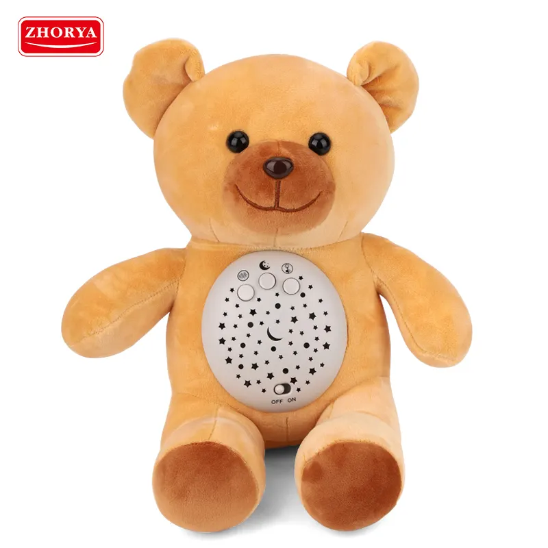 ZHORYA promotional plush toy with light and music manufacturer custom logo soft plush bear doll