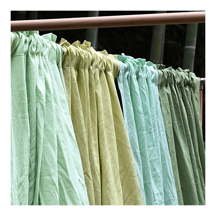 home Wholesale Ready Made 100% linen Cheap Window Curtains Blackout Curtains