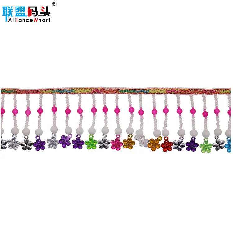 China Supplier Polyester Fabric Beautiful Decorative Curtain Lace Tassel Beaded Fringes And Trims For Clothing