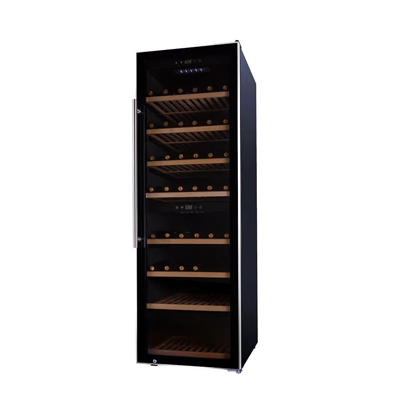 Factory Sale 180 Bottles Store Black Freestanding Compressor Dual Zone Red Wine Cooler