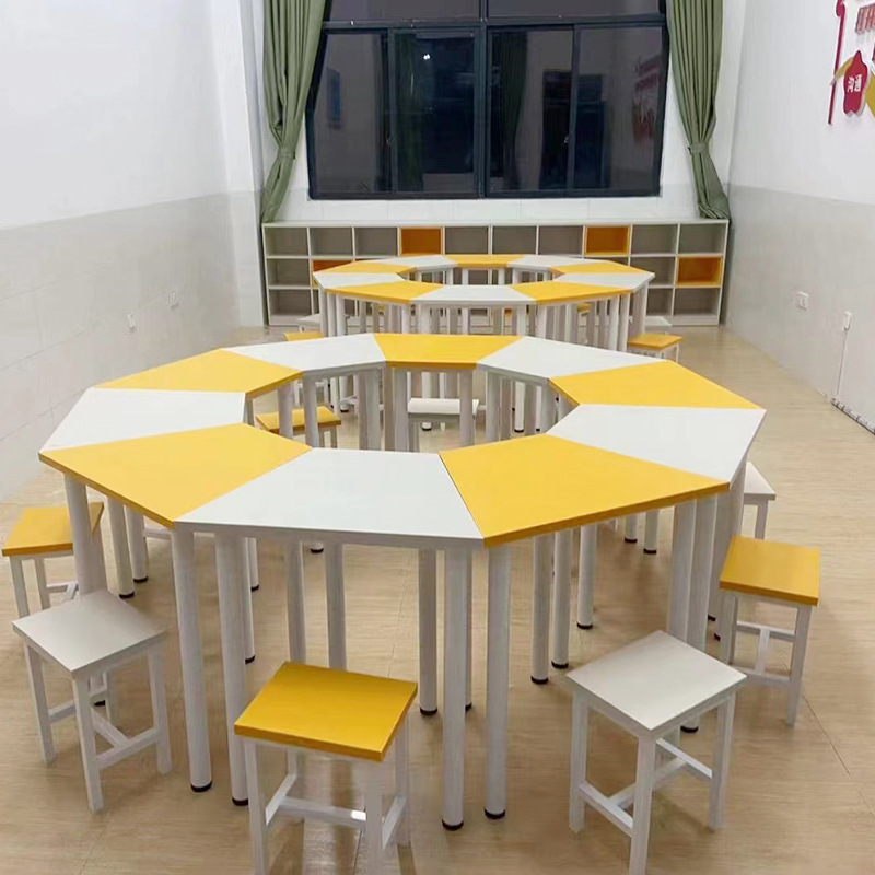 Portable Furniture School Desk With Wheels Movable Table Customizable Fan-shaped Adjustable Folding For Student Wood School Sets