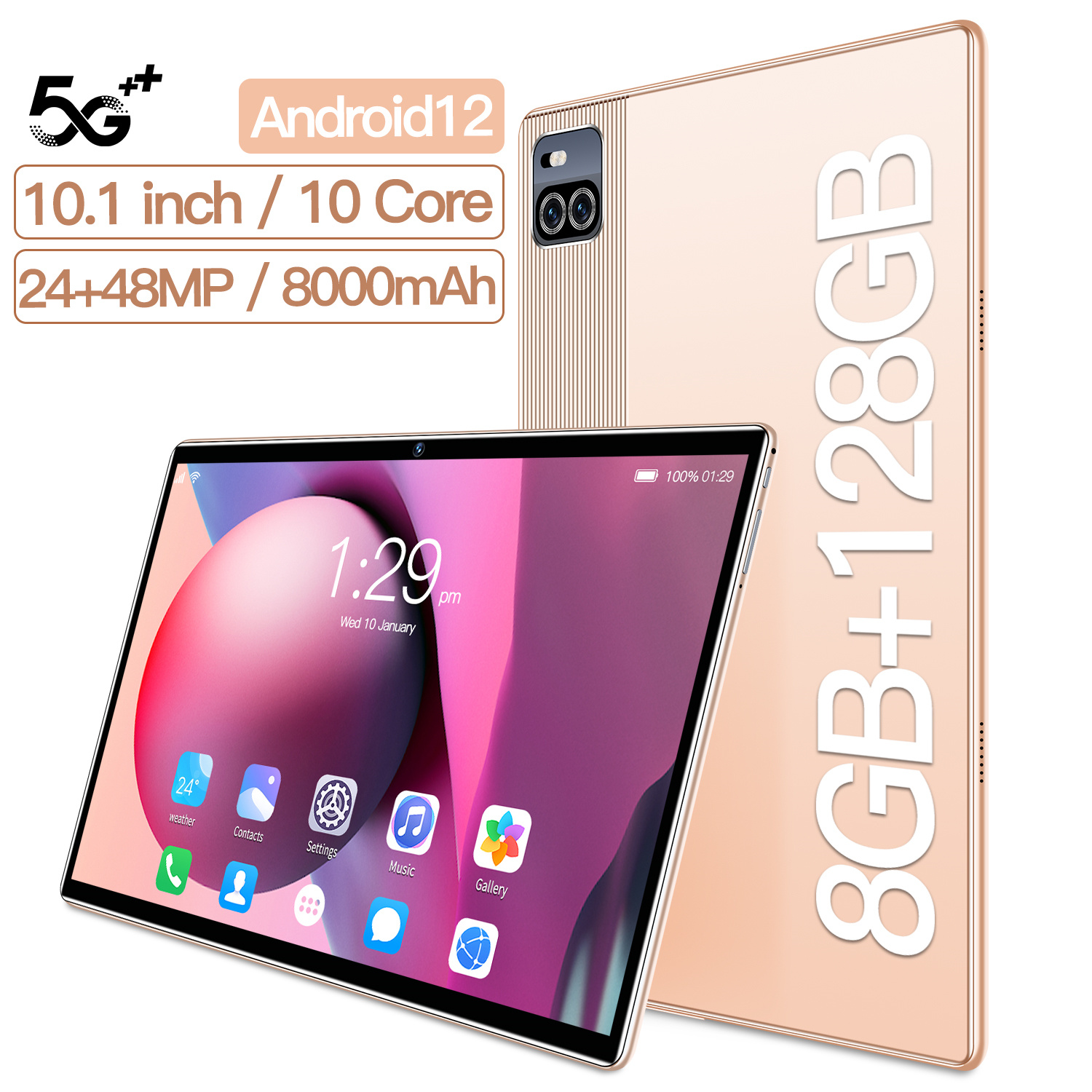 X101 Лидер продаж планшетный компьютер 8 + 128 Гб 5G SIM Восьмиядерный Android 12 10,1 дюймов аккумулятор 8000 мАч