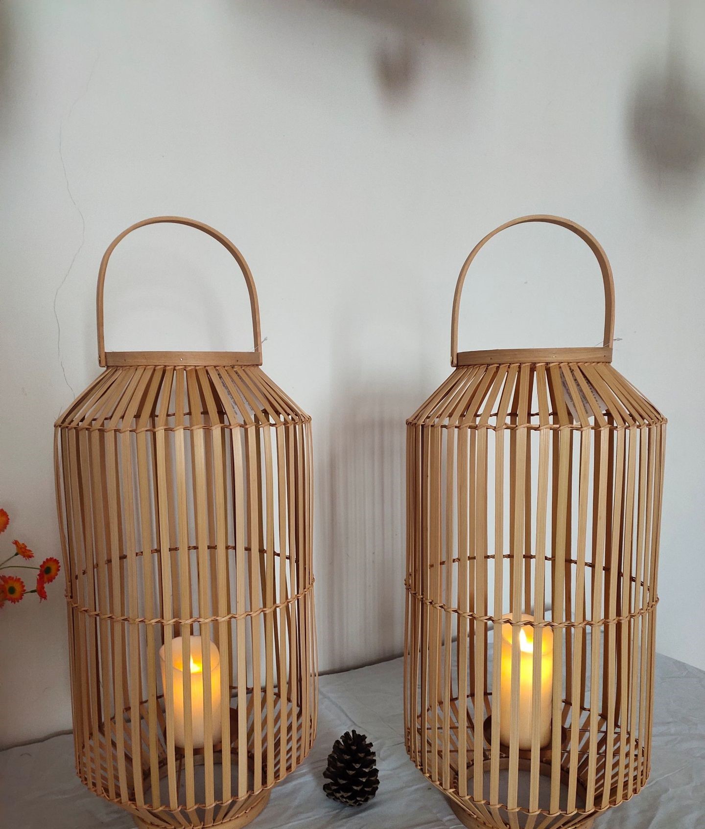 Courtyard garden decoration bar cafe festival lantern decoration earthen rattan bamboo woven wind lanterns