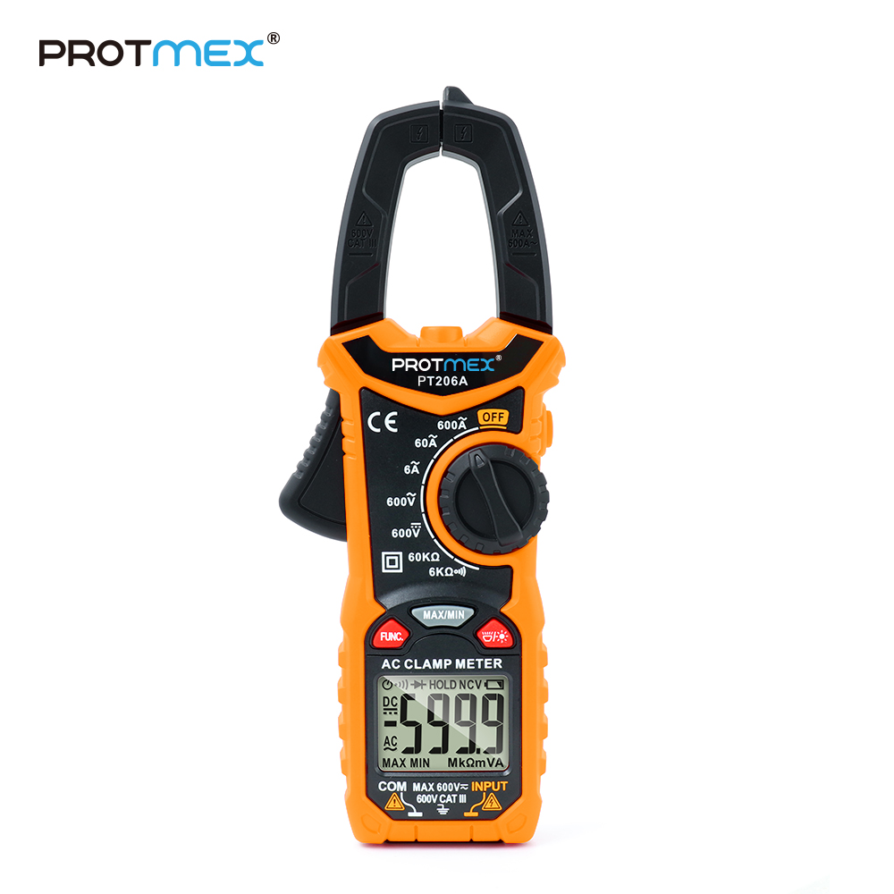 PROTMEX PT206A 6000 переменного/постоянного тока AC Ток 600A 600V Амперметр мультиметр Цифровые токоизмерительные клещи