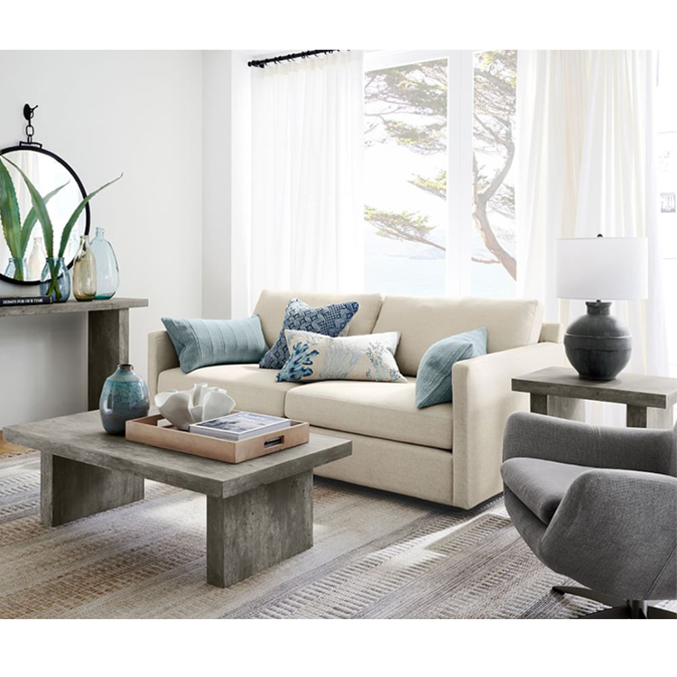 wholesale long rectangle design living room grey modern concrete coffee