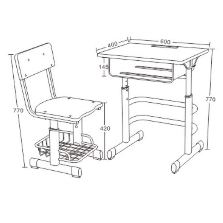 Adjustable school wooden desk chairs set