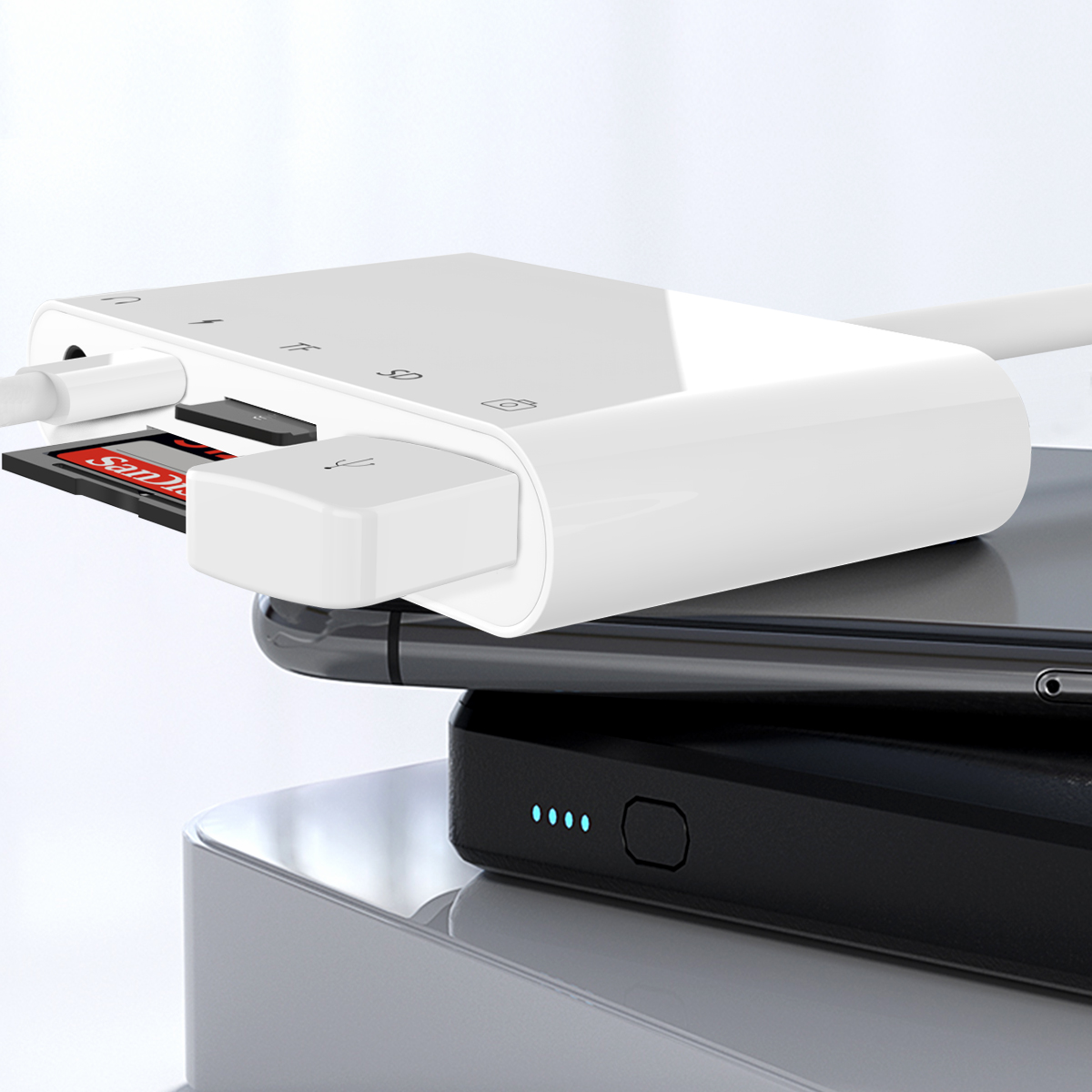 Легкий ning USB OTG кардридер адаптер с sd tf кардридер USB камера адаптер для iPad iPhone