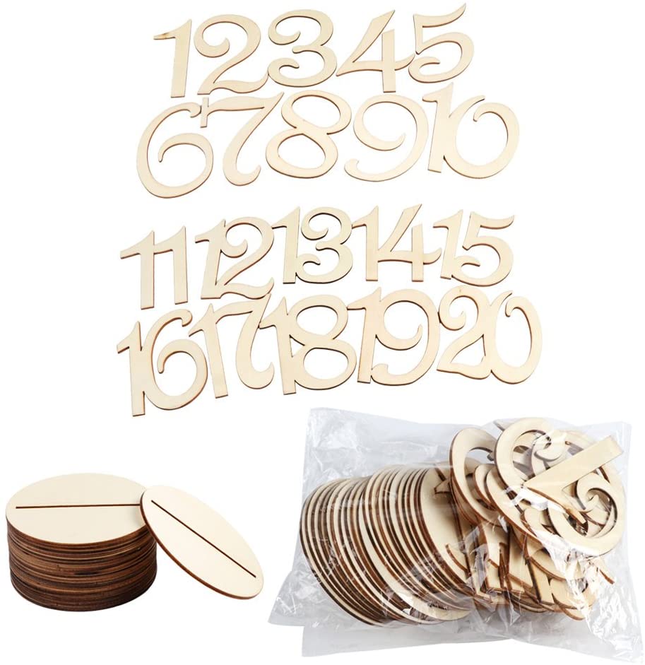 Wooden Table Number 1-20 Wedding Table Number With Base For Wedding Reception And Wedding Table Decorations