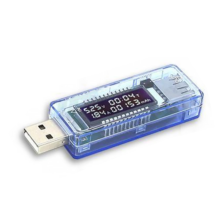 Тестер напряжения тока, белый мобильный измеритель мощности, USB измеритель тока, рабочее время, светодиодное окно дисплея