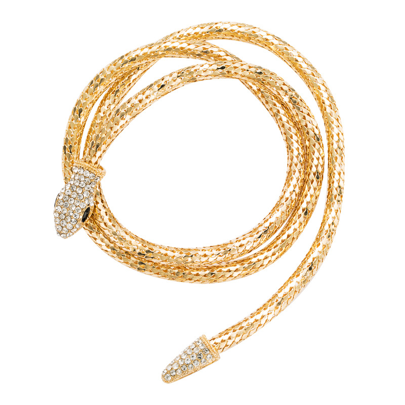 European and American cross border new creative exaggerated snake shaped hollow chain necklace women's alloy inlaid diamond pers