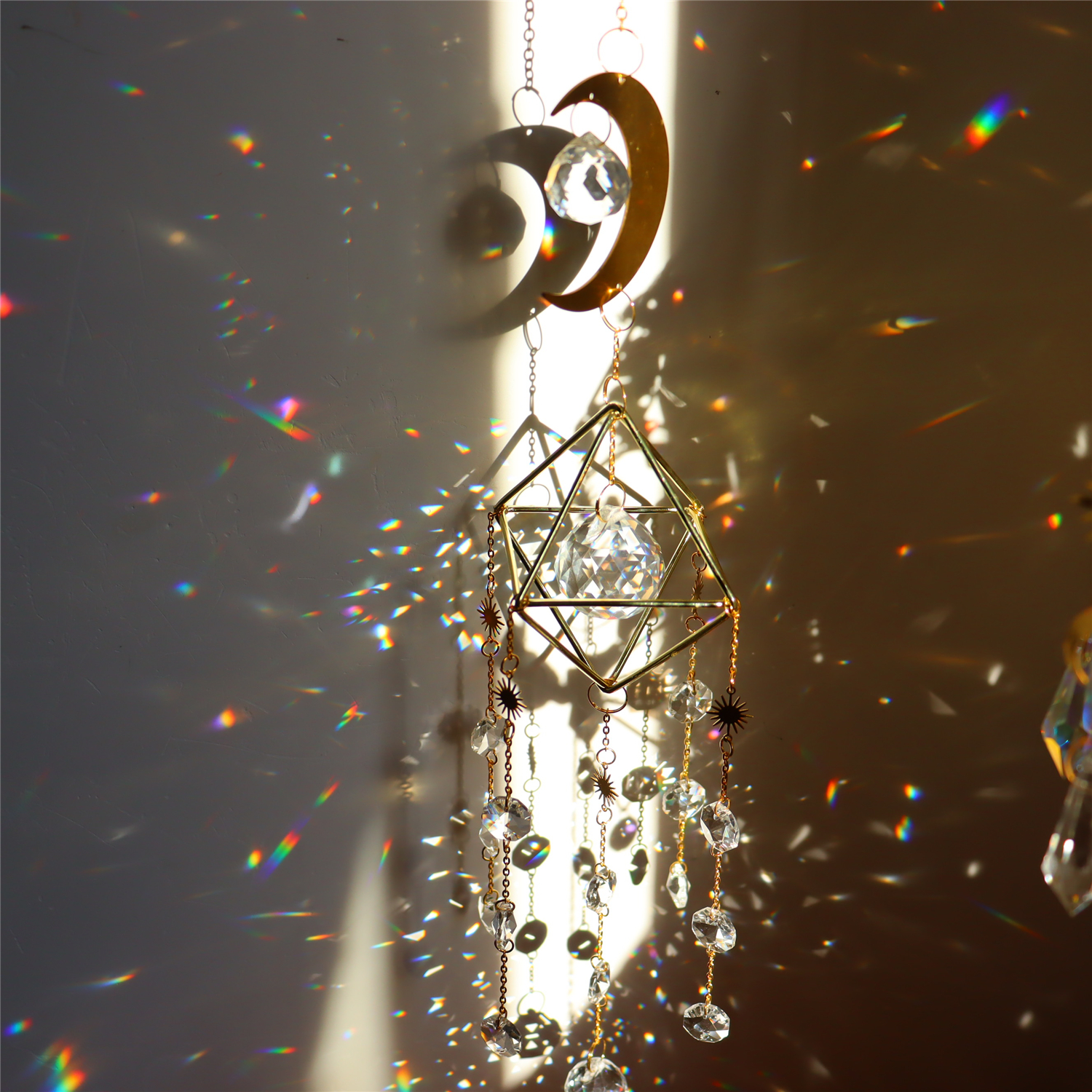 Drop Shipping Home Decor Home Hanging Gift Moon Shining Window Crystal Prism