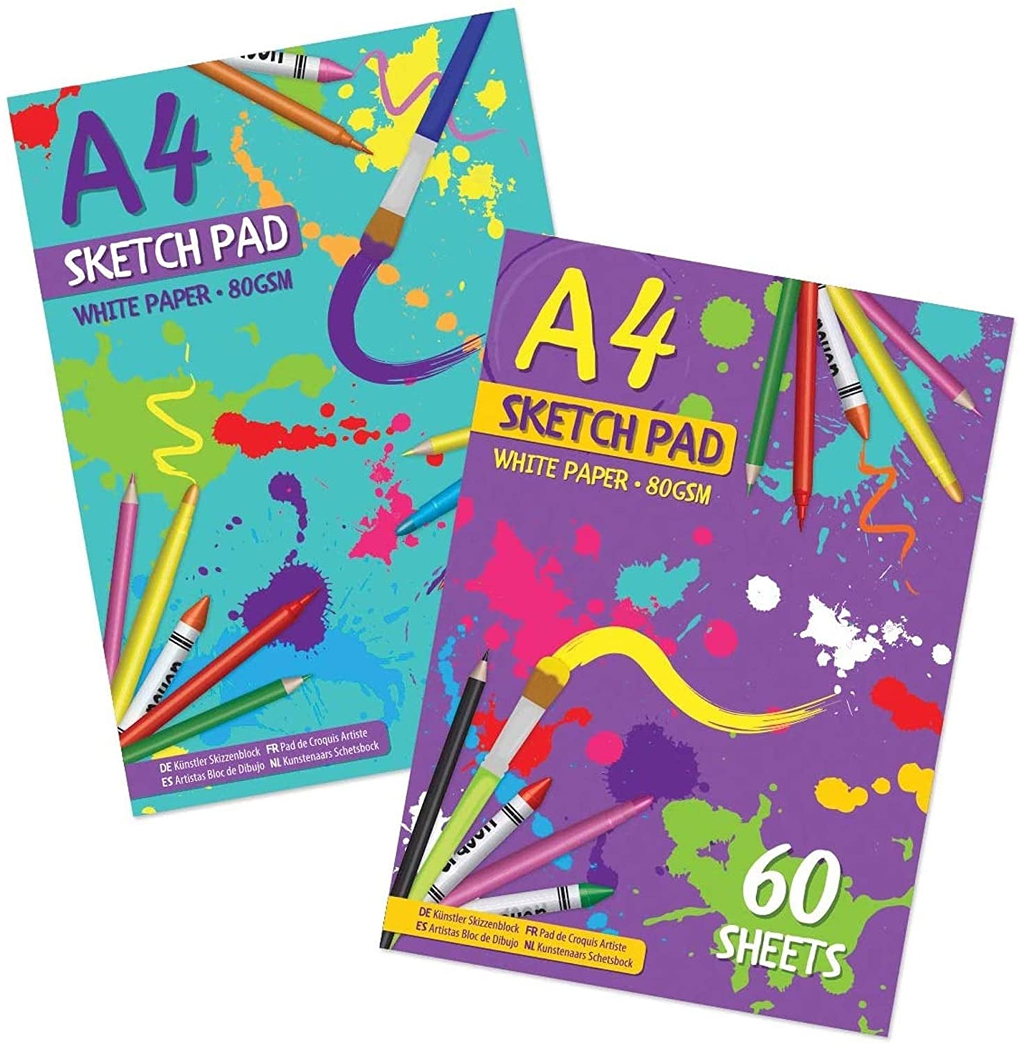 Скетчбук A4, бумага для рисования, альбом для скетчей, детская раскраска и бумага для рисования, простой в использовании планшет для рисования с 80 г/м2, 60 листов