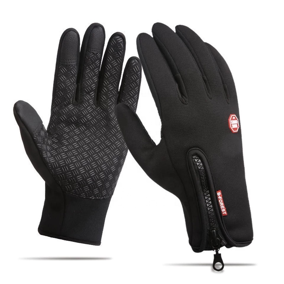 Unisex Touch Screen Windproof Ski Horse Riding Gloves Breathable Warm Equestrian Gloves For Men Women Black Zipper Gloves