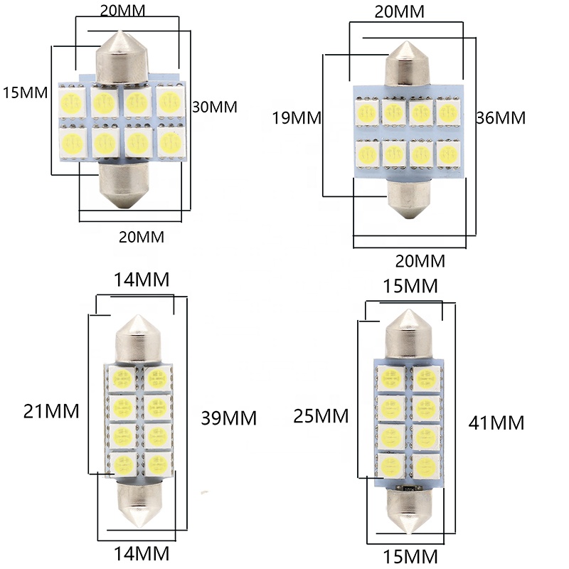 Car reading light Double point 5050 8SMD 31MM 36MM 39MM 41MM LED License plate light Car interior lights 12Vcanbus