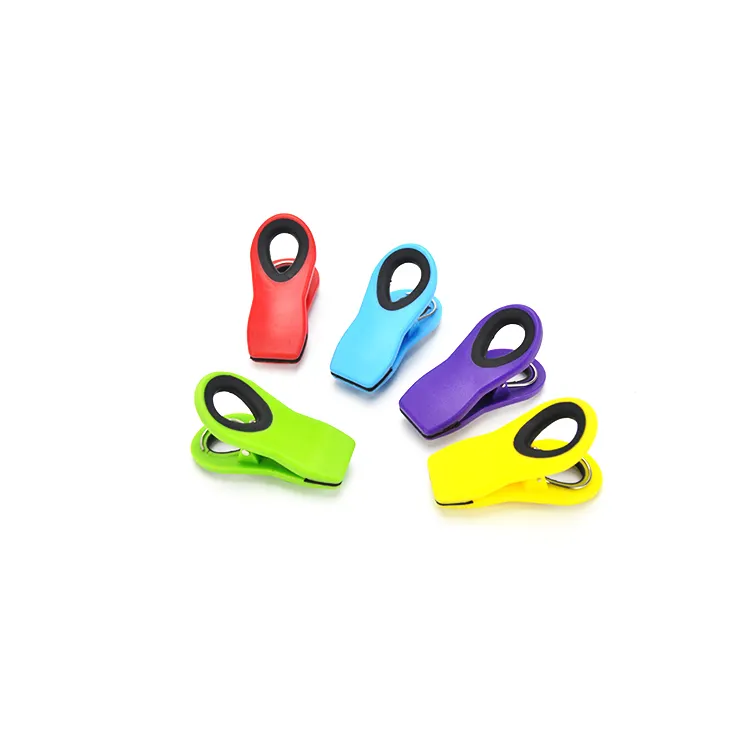 BAG CLIP WITH NON-FLEXIBLE MAGNET-SET OF 5 Kitchen Clips, Magnetic Chip Clips for Bags, Food Bag Clips with Airtight Seal