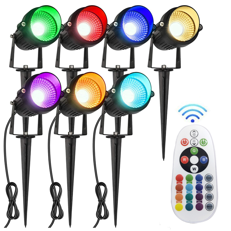 Водонепроницаемый садовый светодиодный RGB-светильник с пультом дистанционного управления, 16 видов цветовых меняющихся ламп для газона, ландшафта, 6 Вт, 12 В, 24 В