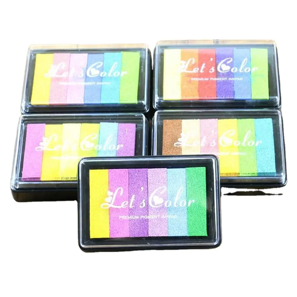 5-color Gradient Rainbow Ink-pad Children's Educational Toy Seal  Premium Pigment Sponge Strips