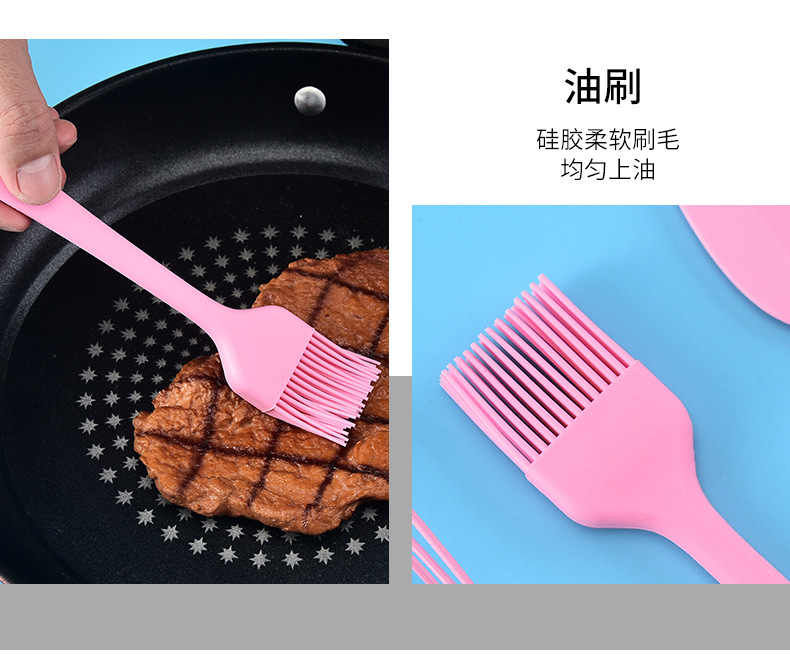Wholesale Customized Cooking Tools Wooden Handle Kitchen Tools 5 pcs Silicone Kitchen Utensil Set