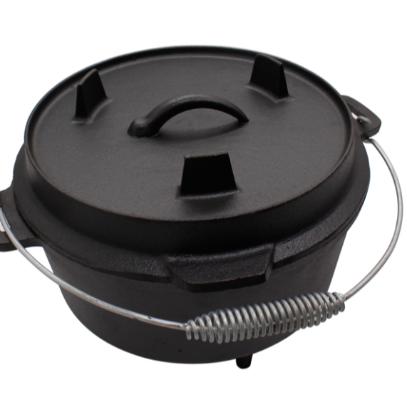 Cast iron multi-use camping dutch oven for outdoor cooking cookware