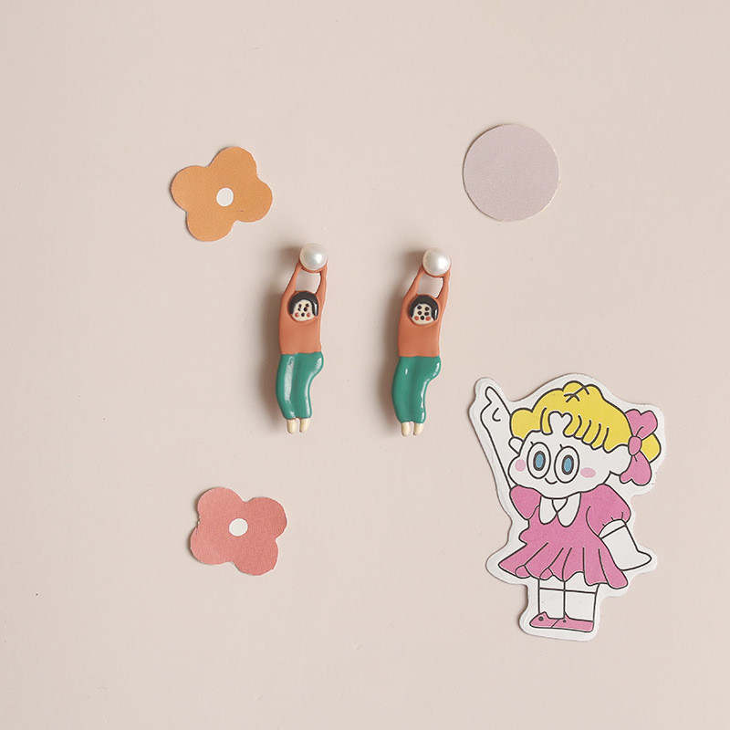 1 pair Exaggeration Summer Fun Oil drop 925 silver needle Earrings Girls Earring alloy cute creative men Ear Jewelry