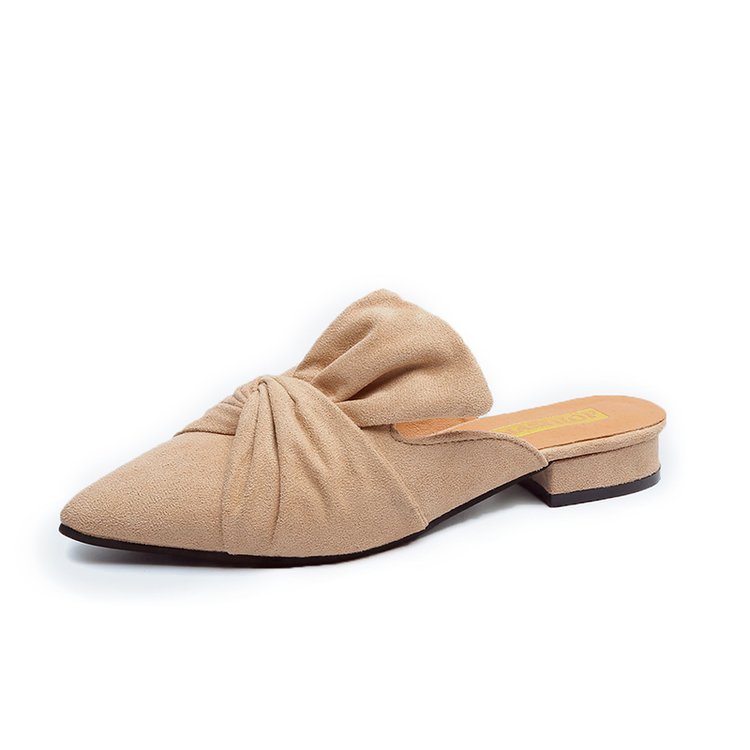OEM 2021 high quality custom brand Flat bottom sandals bowknot pointed half slippers women's mule shoes