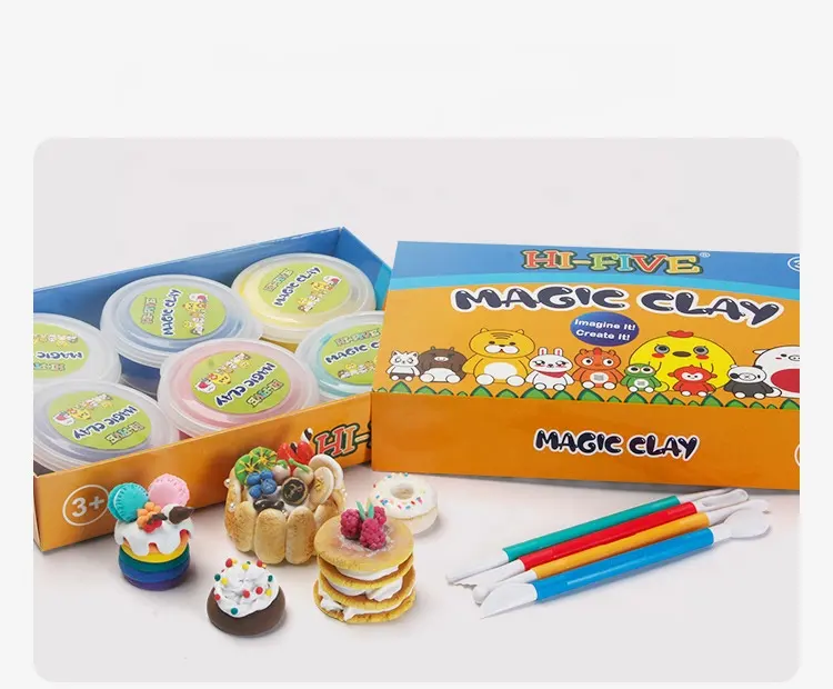 Air Dry Clay Kit 6 Colors Modeling Clay Super Light Clay with Mould Tools Art Crafts Gift for Boys and Girls