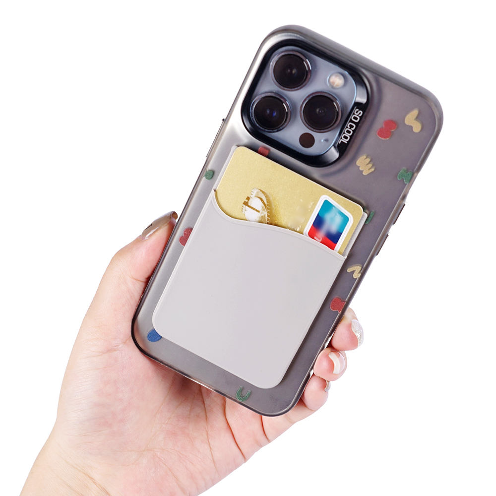 For Promotions Custom Logo Printed 3m Adhesive Credit Id Silicone Card Holder for Cell Phone Wallet Case