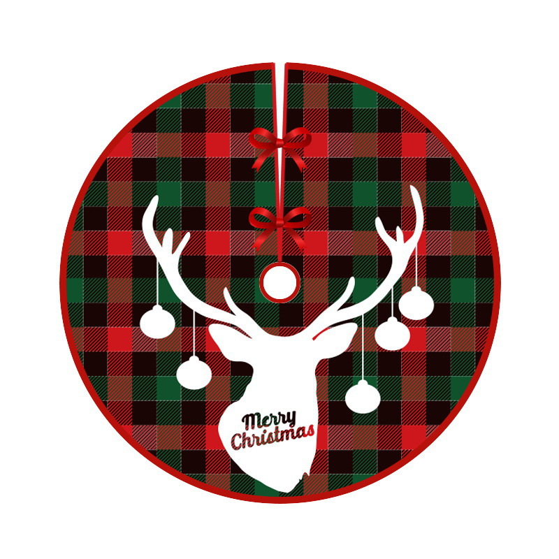 Christmas Tree Decoration Red Buffalo Plaid Large Snowflake Print Velvet Tree Skirt