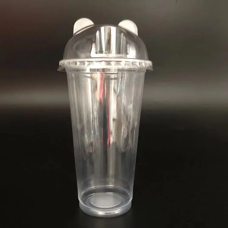 16oz 500ml Clear Disposable PP Plastic Juice Cups with Lid