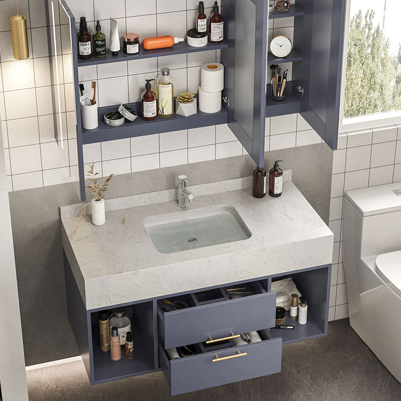 Holmine Wall Mounted Solid Surface Solid Wood Double Sink Cabinet Bathroom Vanity large space waterproof bathroom vanities