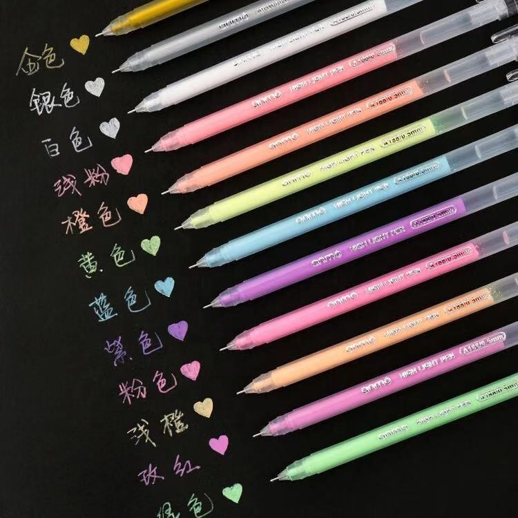DIY белые чернила хайлайтер пастели эскиз Fineliner гелевая ручка/белая гелевая Краска Маркер авторучка