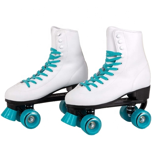 Wheels Skates Quad Roller Skates Shoes with Heel High Quality Professional PU White Black shoes Support PVC