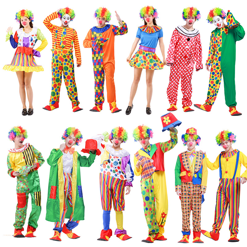 Drop Shipping Adult Amusing Carnival Halloween Party Clown Costume Christmas Jumpsuit Cosplay Party dress Costume