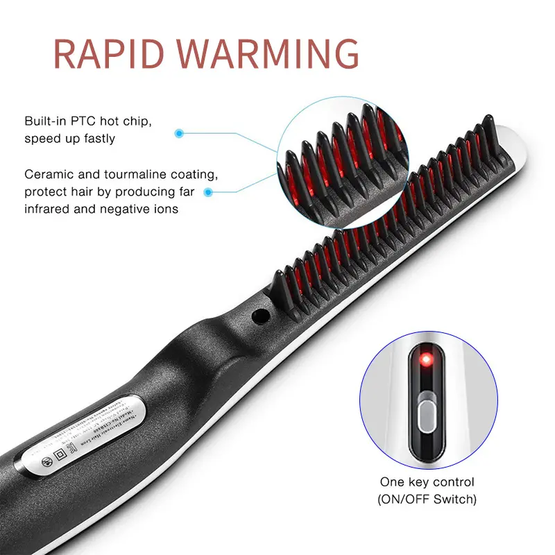 Electric Beard Straightener Hair Brush Styling Comb Hair Straightener Brush Hot Combs Hairbrush Beard Straightening Combs