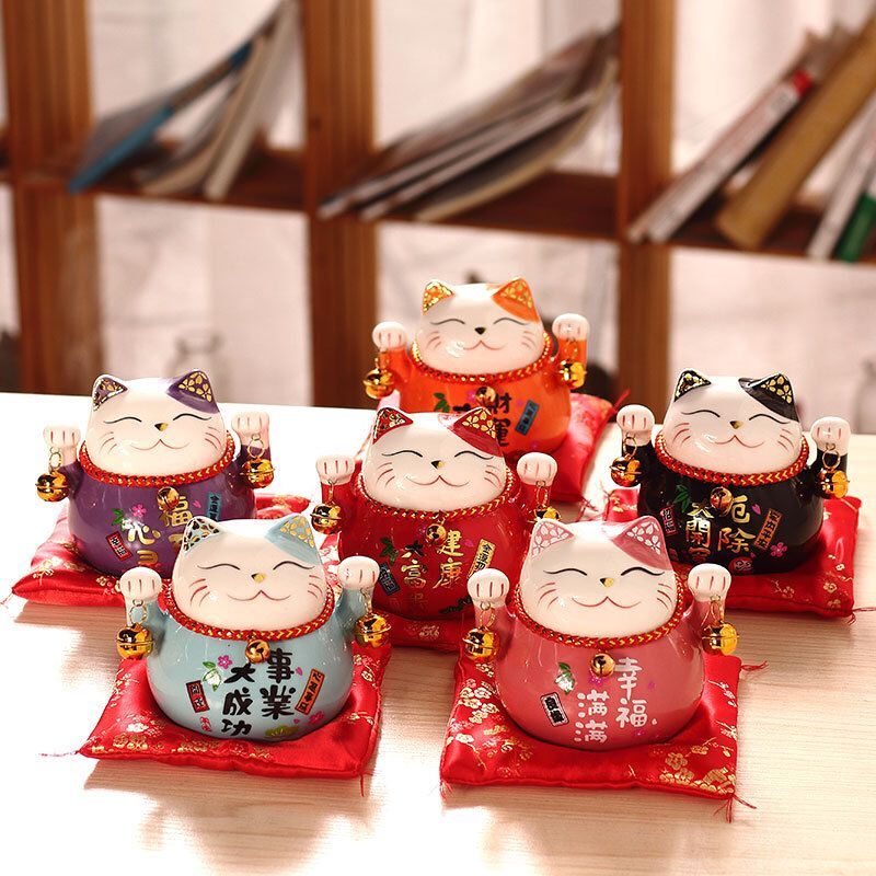 Ceramic Lucky Cat Money Box, Fortune Cat, Piggy Bank, Home Decor Gift, Feng Shui Craft, big Cat Statue
