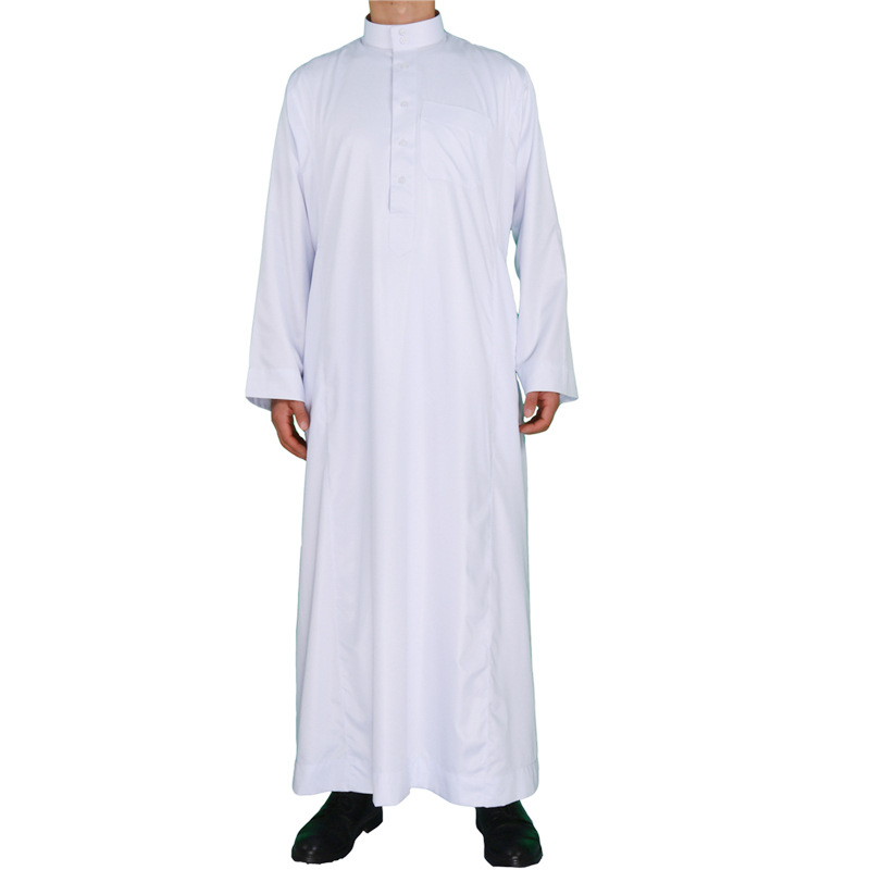 KX-9 Low MOQ wholesale Muslim robes white long sleeve men's thobe islamic clothing