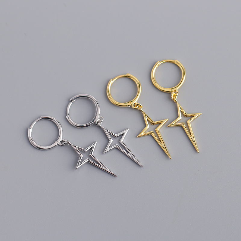 18k gold plated 925 sterling silver geometric hollow cross hoop earrings women daily wear