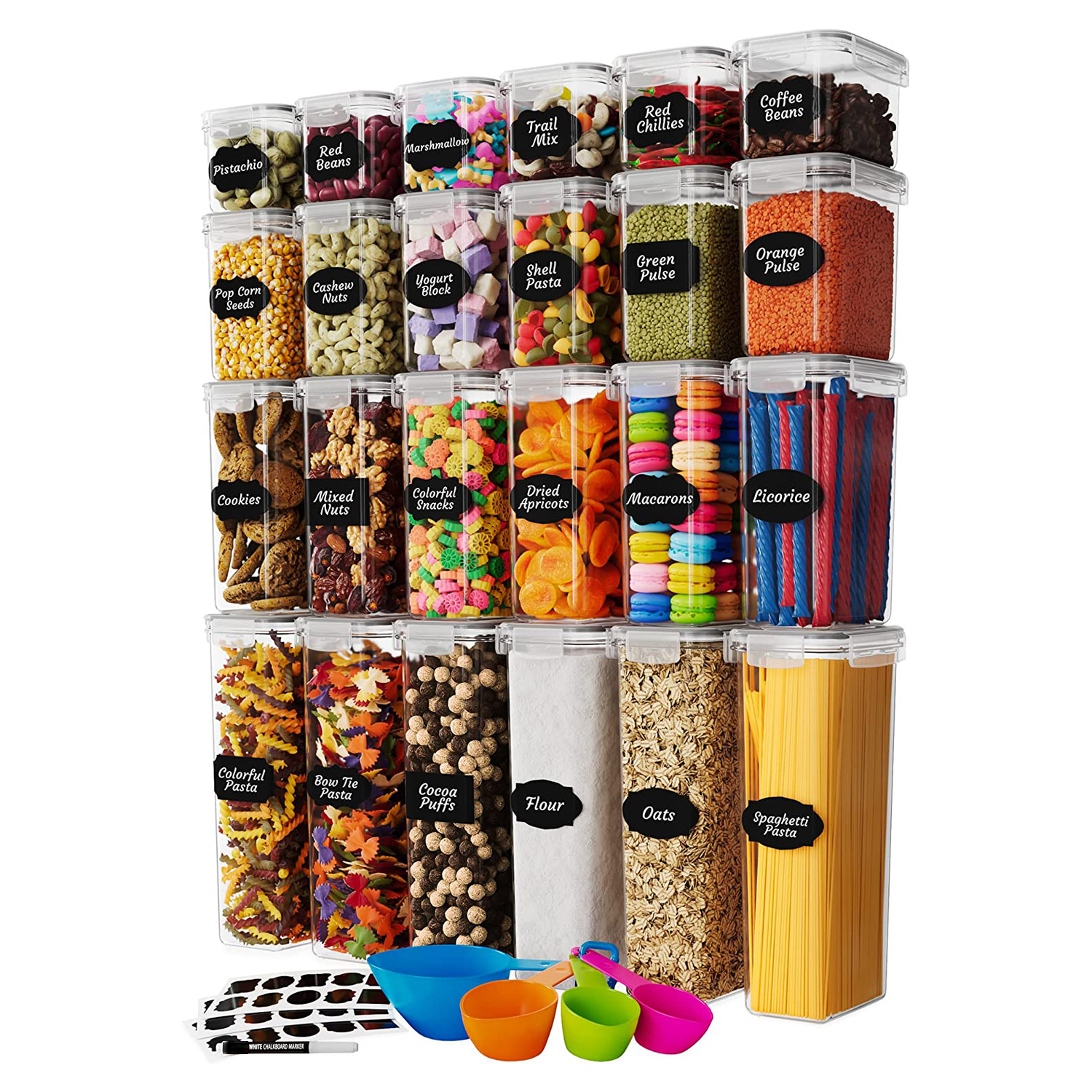 Kitchen & Pantry Organization Airtight Food Storage Containers Set 24 PC BPA Free Plastic Canisters with Durable Lids