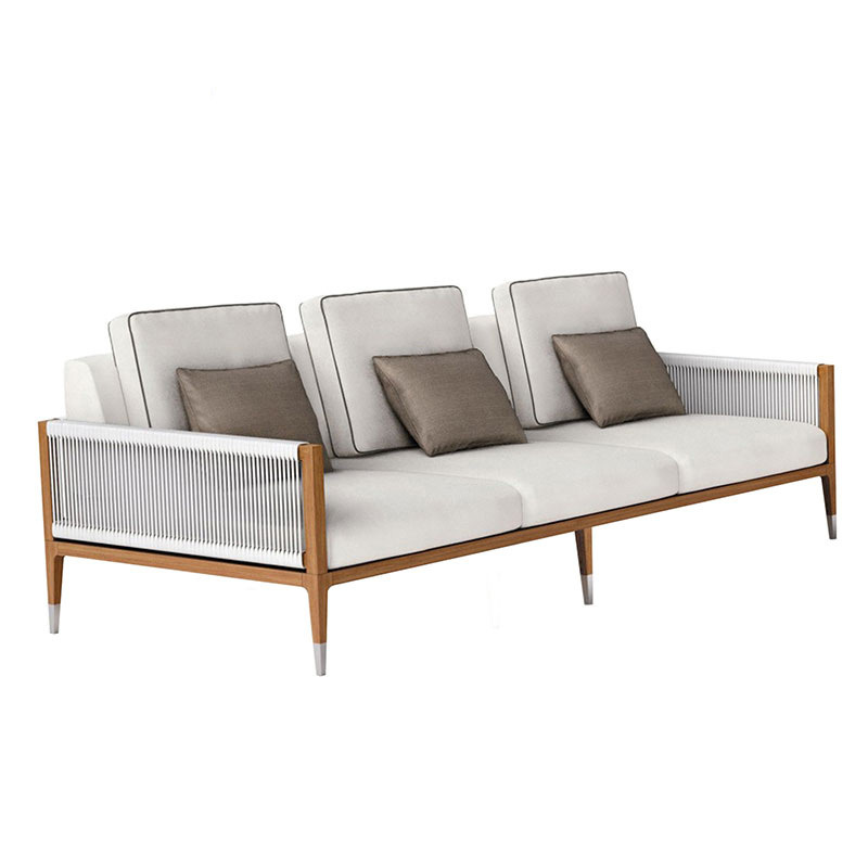 Outdoor leisure teak woven rattan sofa club outdoor teak sofa furniture combination