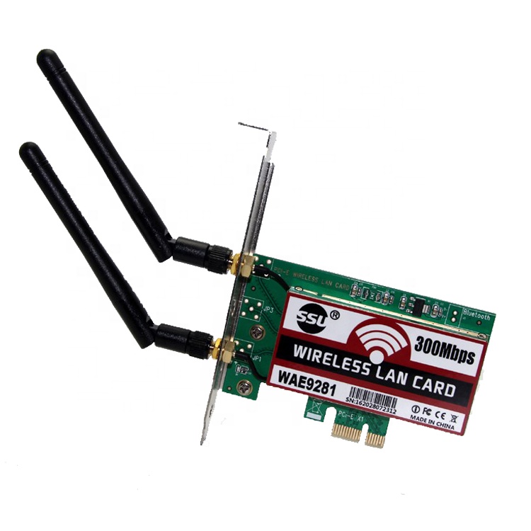 PCI-Express 300 Мбит/с, беспроводной Wi-Fi адаптер, 2 антенны для настольного ноутбука, ПК