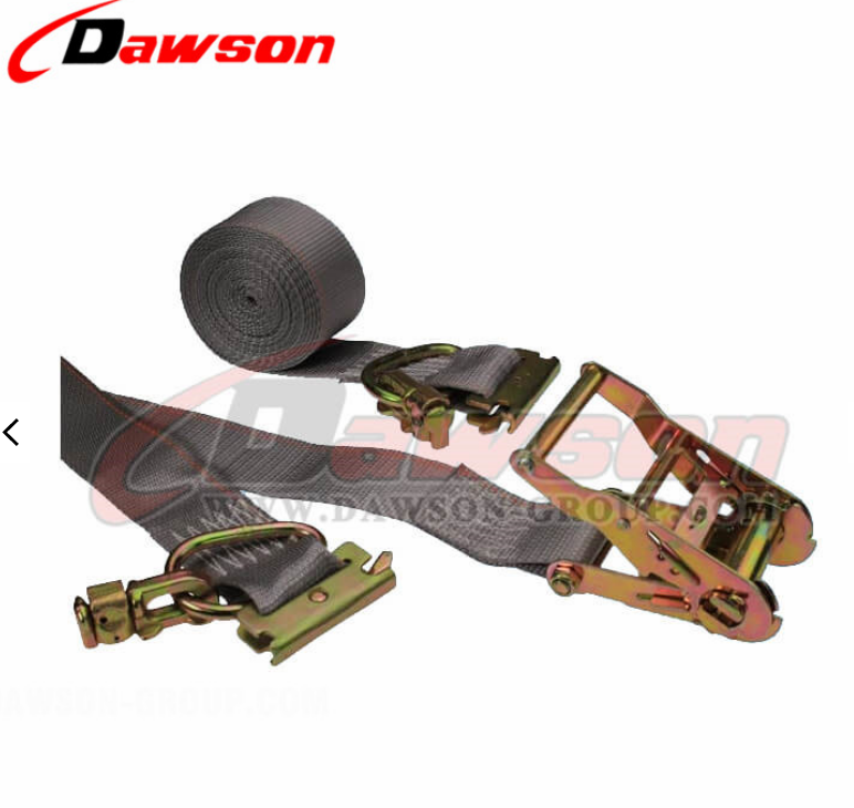2 inch 16 feet Gray E Track Ratchet Straps with Double Stud Fittings